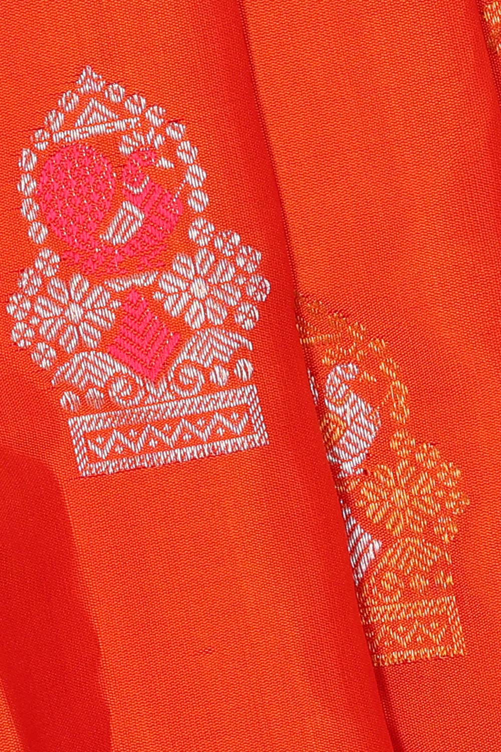 Gadwal Silk Bright Orange Saree