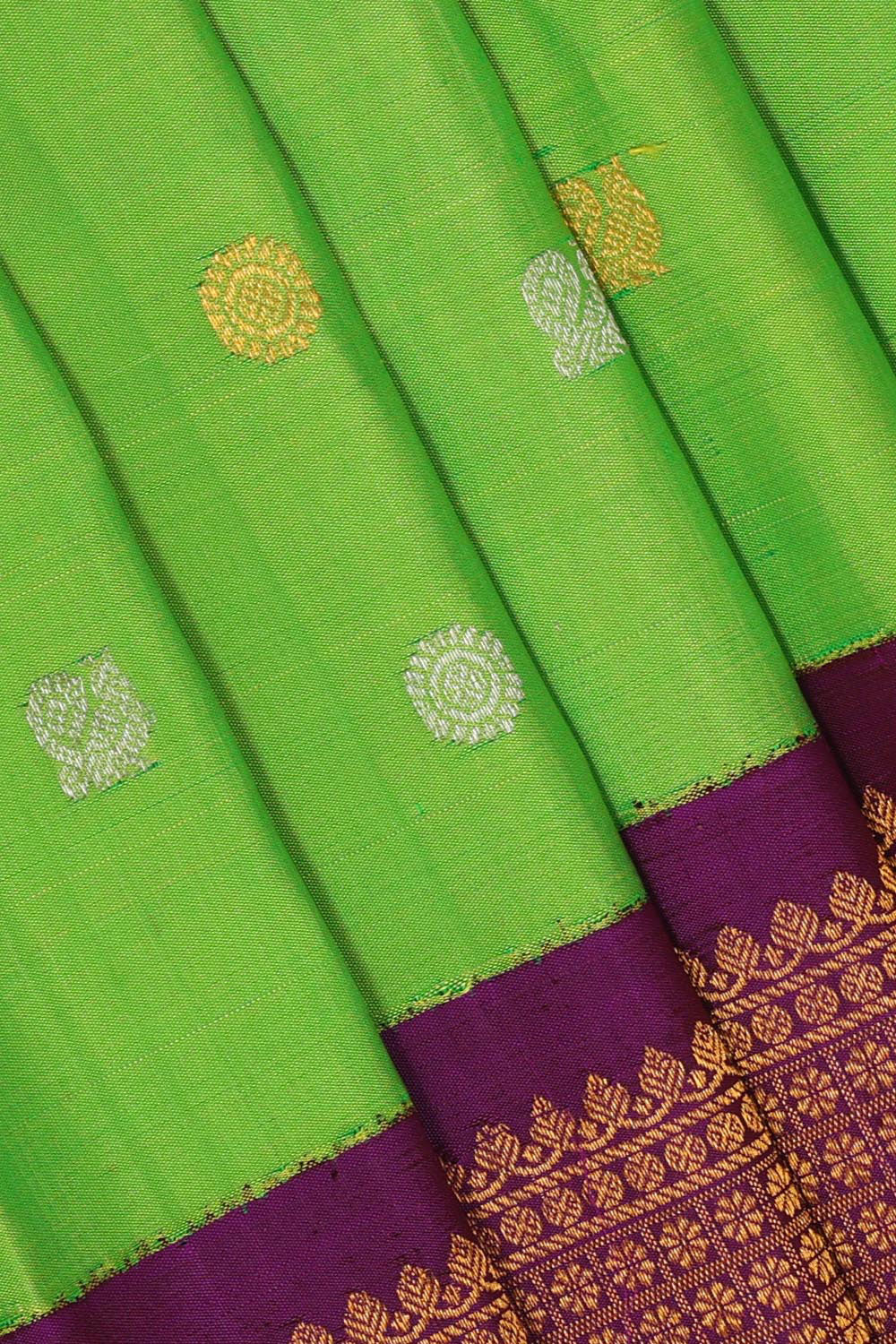 Gadwal Silk Parrot Green Saree