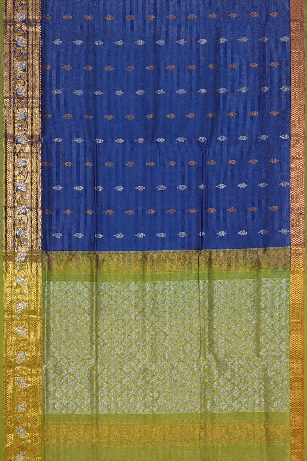 Kuppadam Silk Cotton Dark Blue Saree