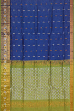 Image of Kuppadam Silk Cotton Dark Blue Saree