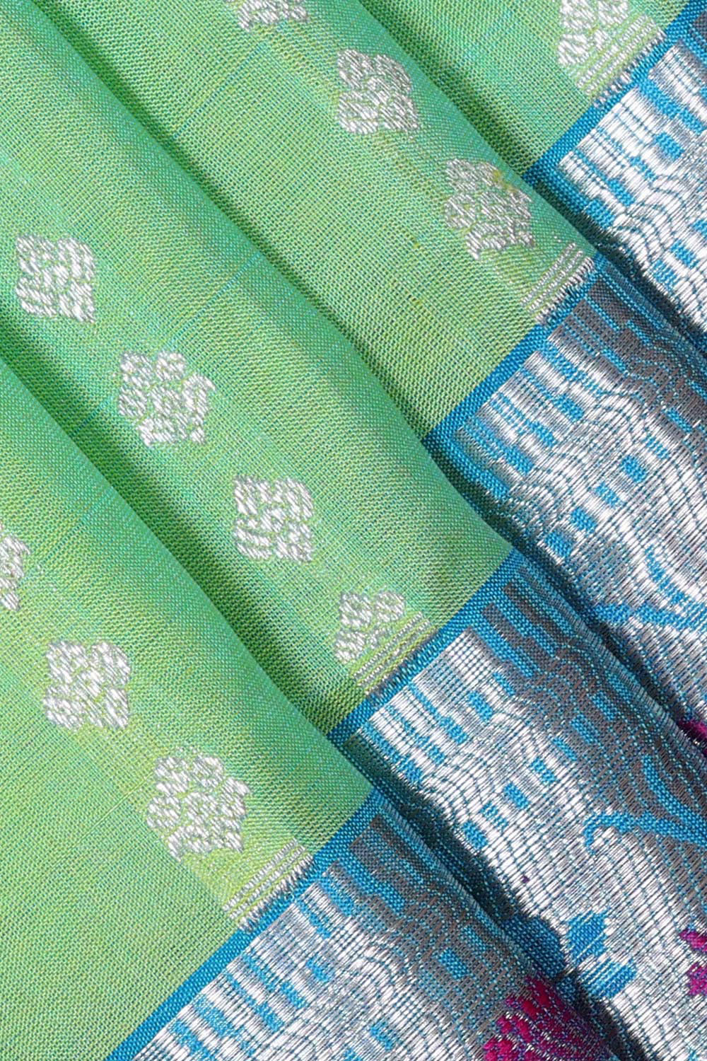 Collection of Venkatagiri Silk Green Saree in a gallery layout