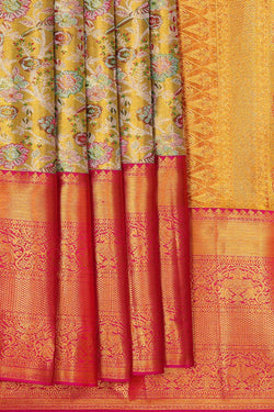 Image of Kanchipattu Golden Green Tissue Brocade Saree