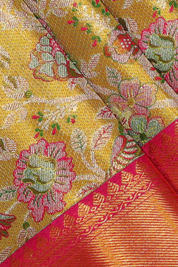 Image of Kanchipattu Golden Green Tissue Brocade Saree