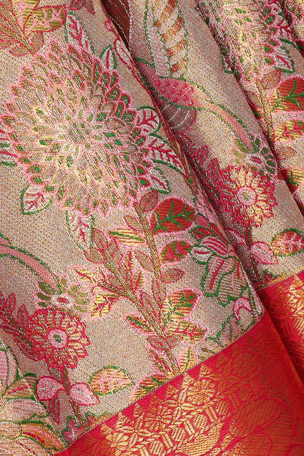 Kanchipattu Gold Colour Tissue Brocade Saree