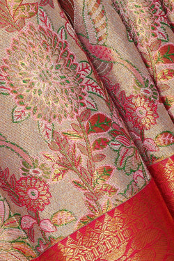 Image of Kanchipattu Gold Colour Tissue Brocade Saree