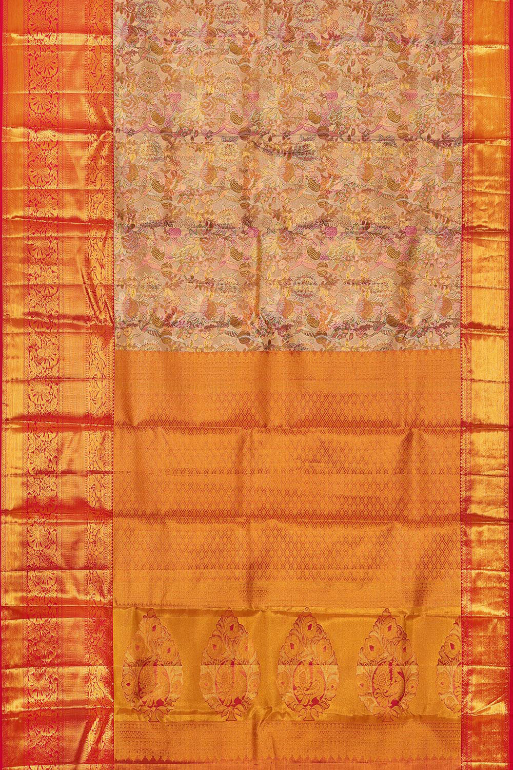 Kanchipattu Gold Colour Tissue Brocade Saree