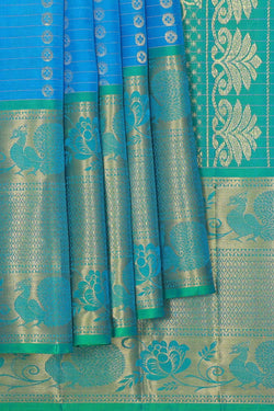 Image of Kanchipattu Ocean Blue Brocade Saree