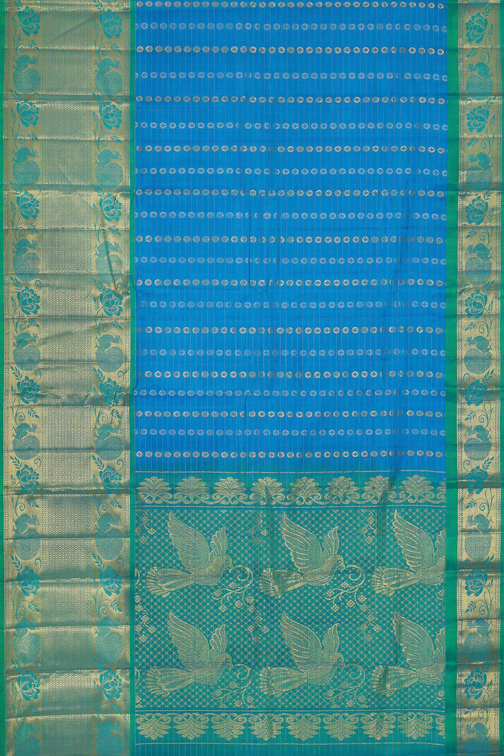 Kanchipattu Ocean Blue Brocade Saree