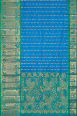 Image of Kanchipattu Ocean Blue Brocade Saree