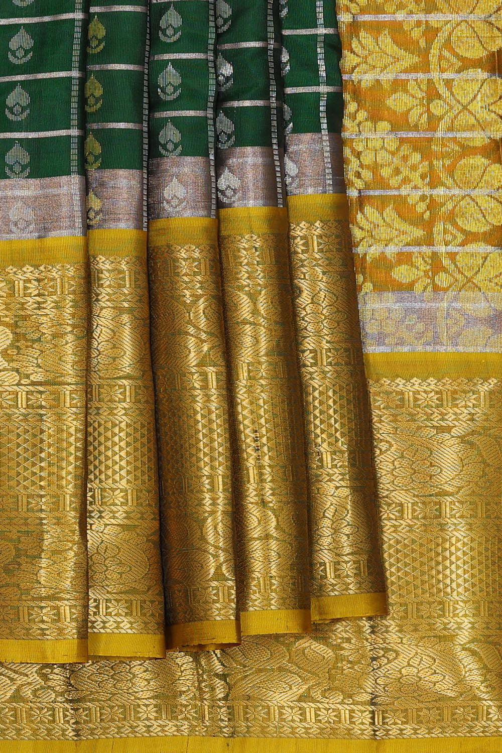 Kanchipattu Bottle Green Brocade Saree