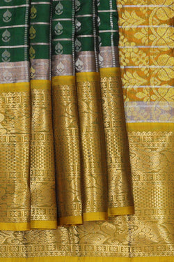 Image of Kanchipattu Bottle Green Brocade Saree