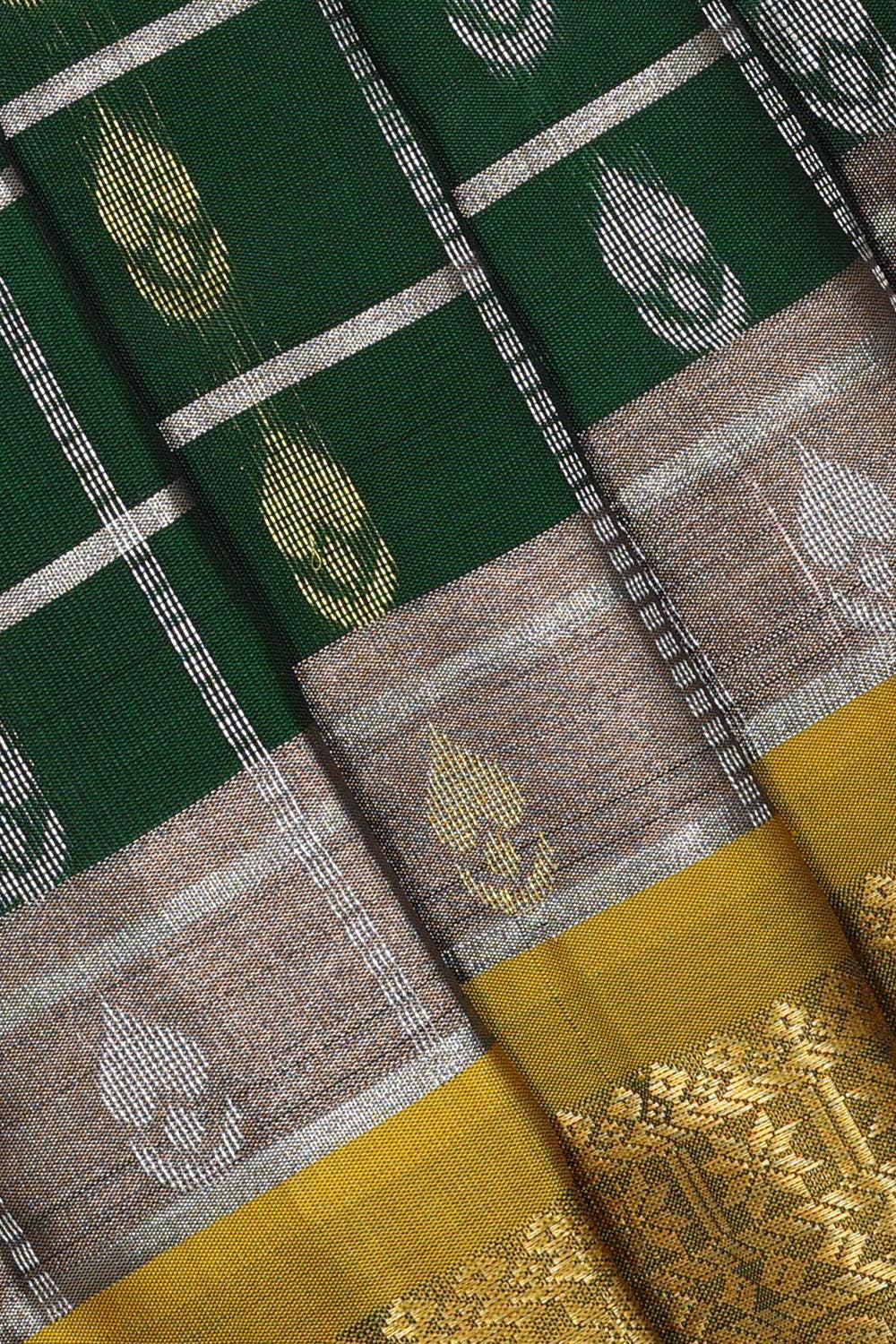 Kanchipattu Bottle Green Brocade Saree