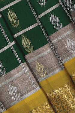 Image of Kanchipattu Bottle Green Brocade Saree