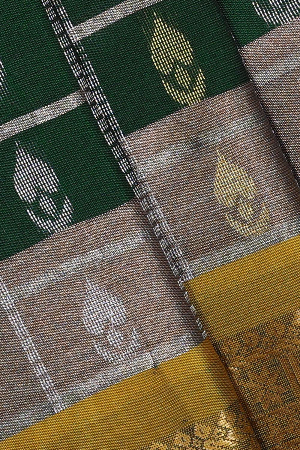 Kanchipattu Bottle Green Brocade Saree