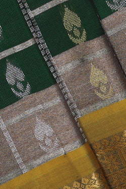 Image of Kanchipattu Bottle Green Brocade Saree