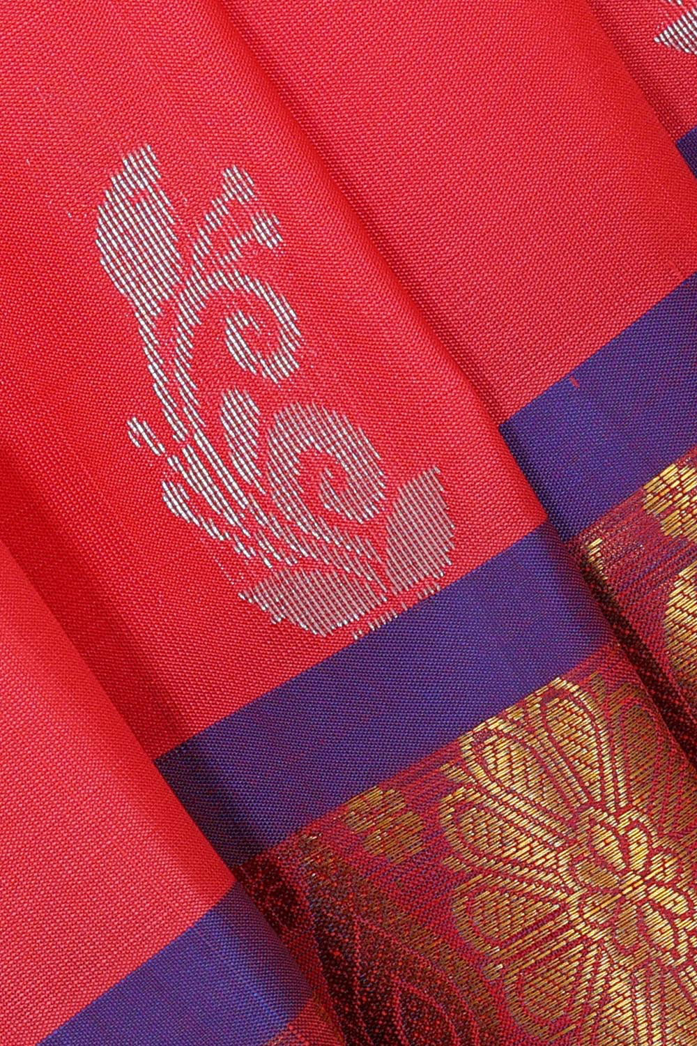 Kanchipattu Dark Peach Brocade Saree