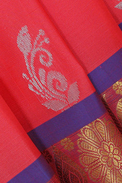 Image of Kanchipattu Dark Peach Brocade Saree