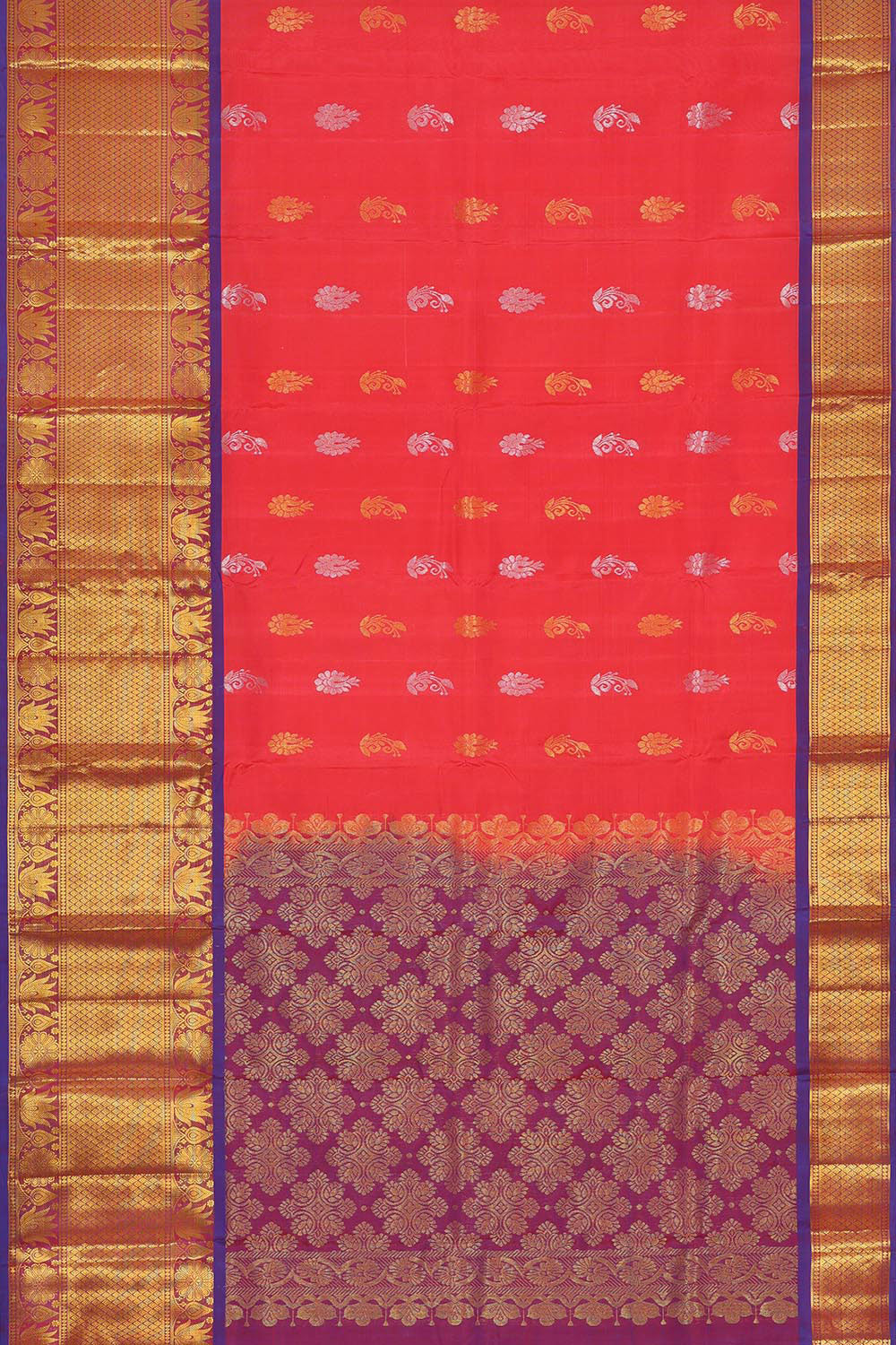 Kanchipattu Dark Peach Brocade Saree