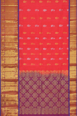 Image of Kanchipattu Dark Peach Brocade Saree