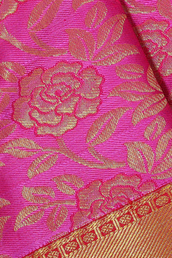 Image of Kanchipattu Rose Pink Brocade Saree