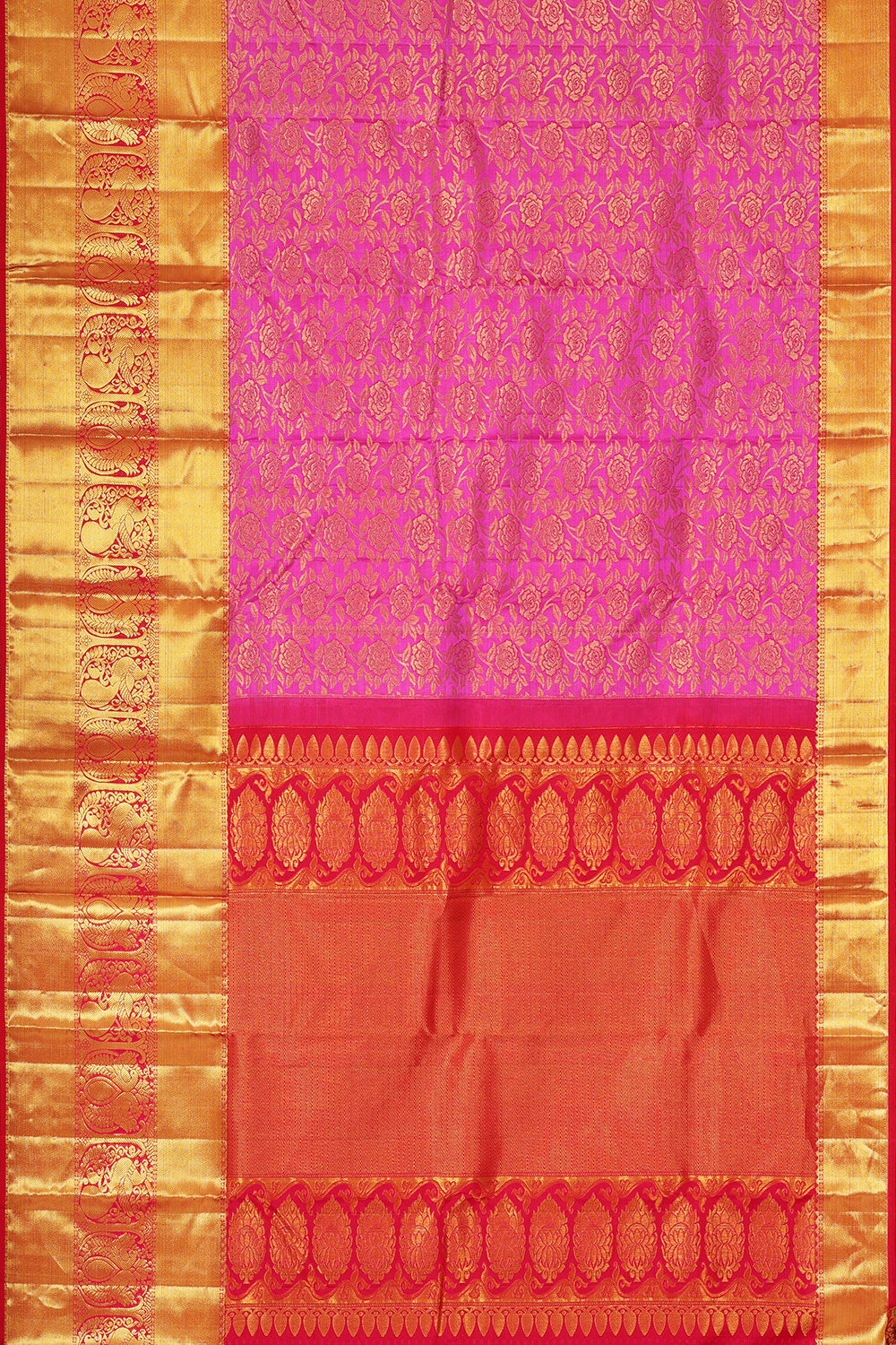 Kanchipattu Rose Pink Brocade Saree