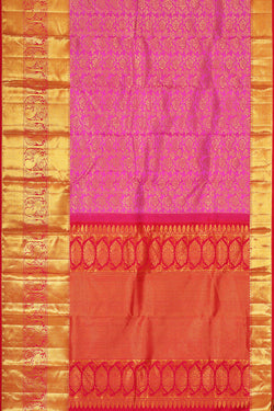 Image of Kanchipattu Rose Pink Brocade Saree