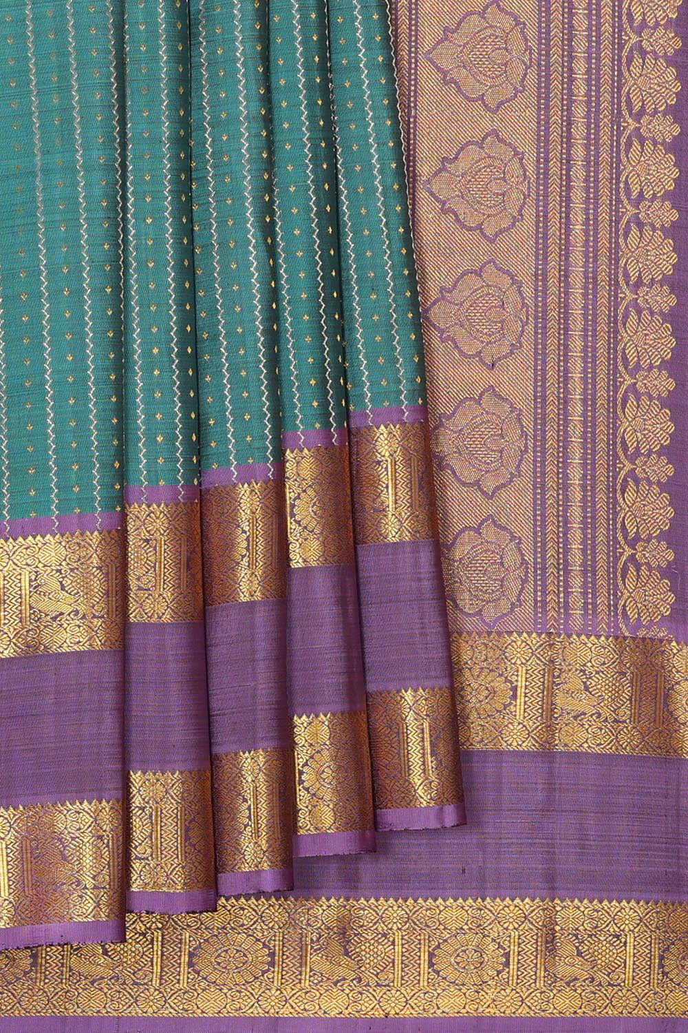 Kanchipattu Teal Green Brocade Saree