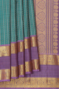 Image of Kanchipattu Teal Green Brocade Saree