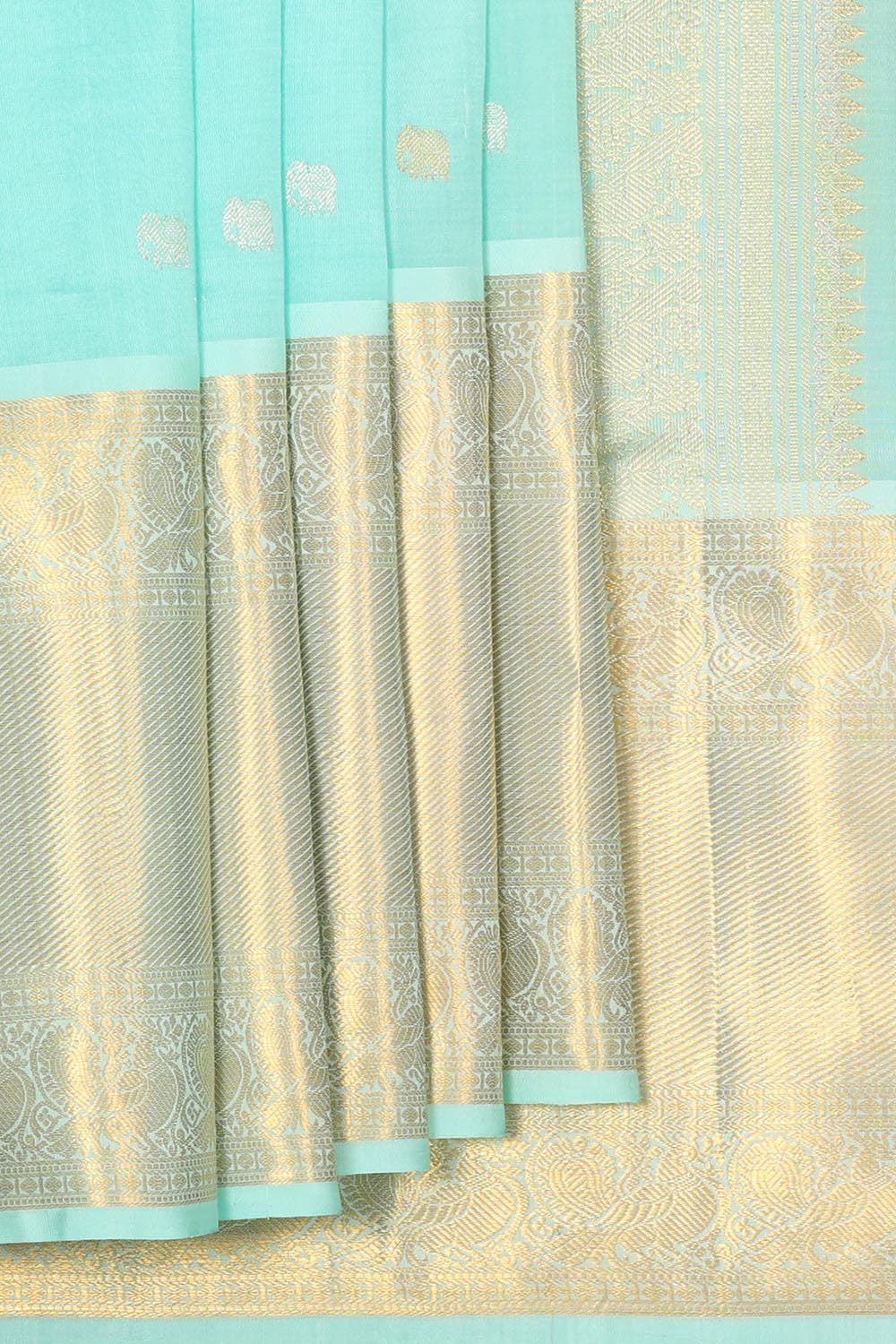 Collection of Kanchipattu Ice Blue Brocade Saree in a gallery layout