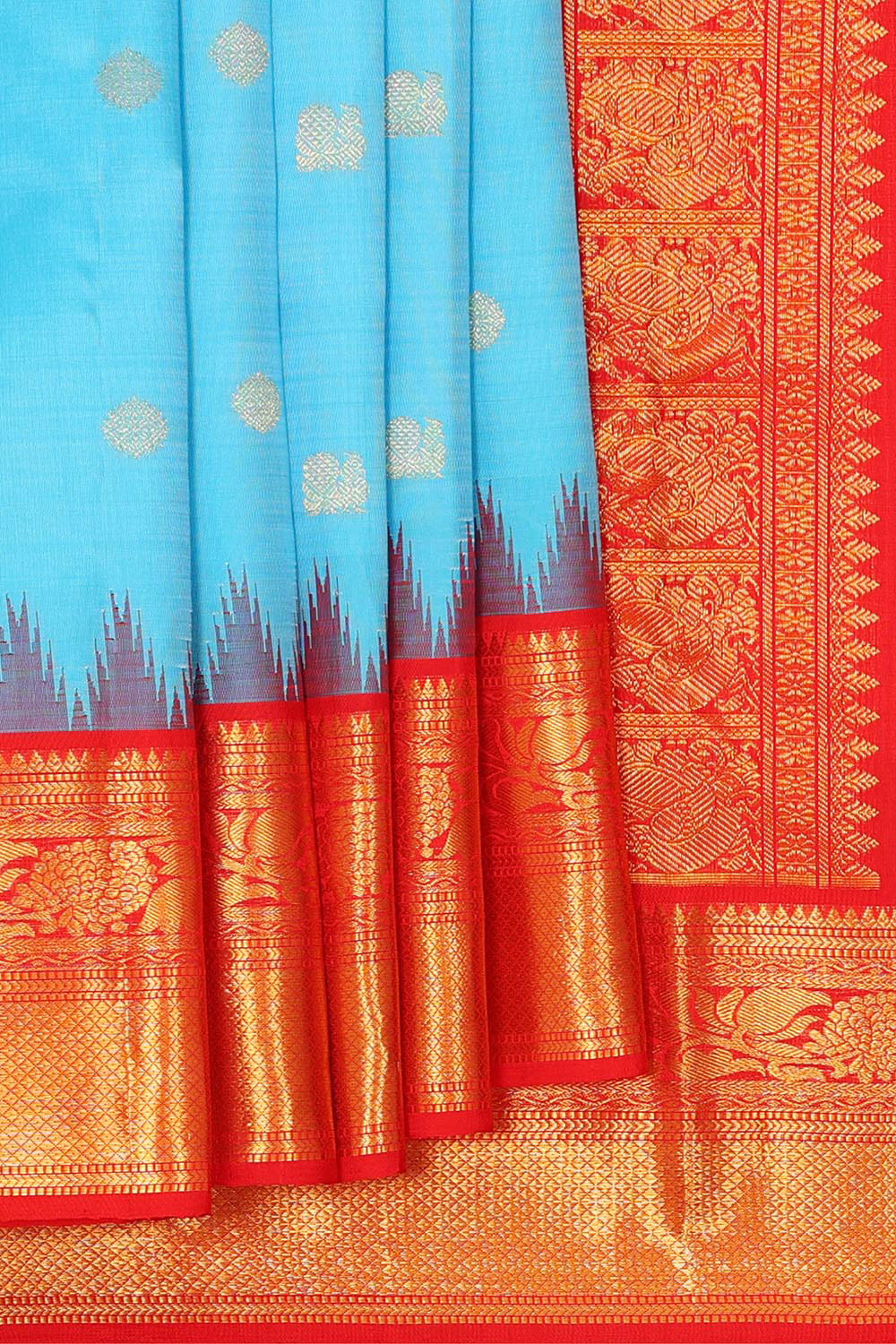 Kanchipattu Ocean Blue Colour Brocade Saree