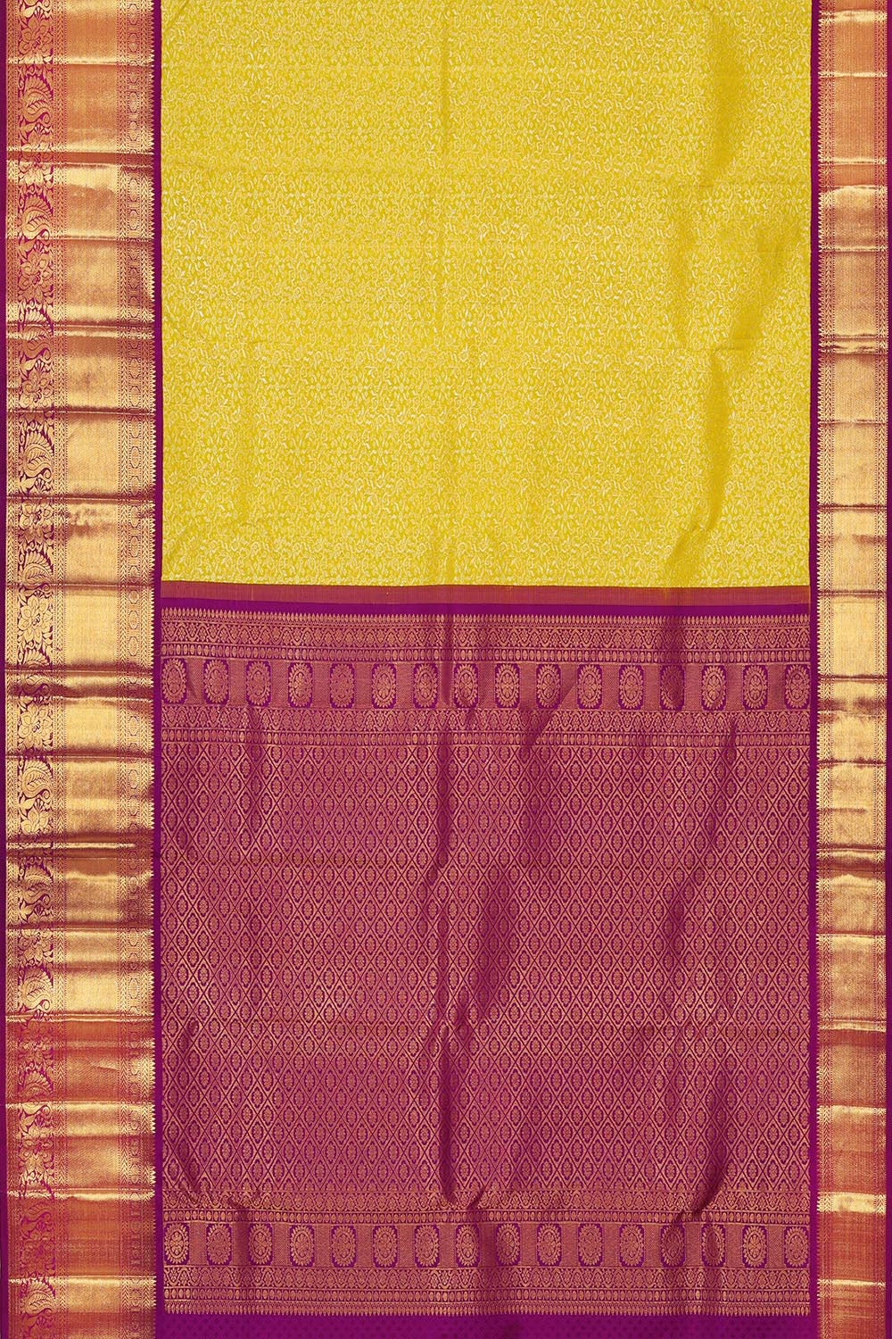 Kanchipattu Lemon Yellow Colour Brocade Saree