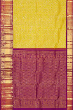 Image of Kanchipattu Lemon Yellow Colour Brocade Saree