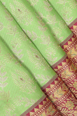 Image of Kanchipattu Light Parrot Green Brocade Saree