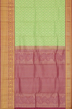 Image of Kanchipattu Light Parrot Green Brocade Saree