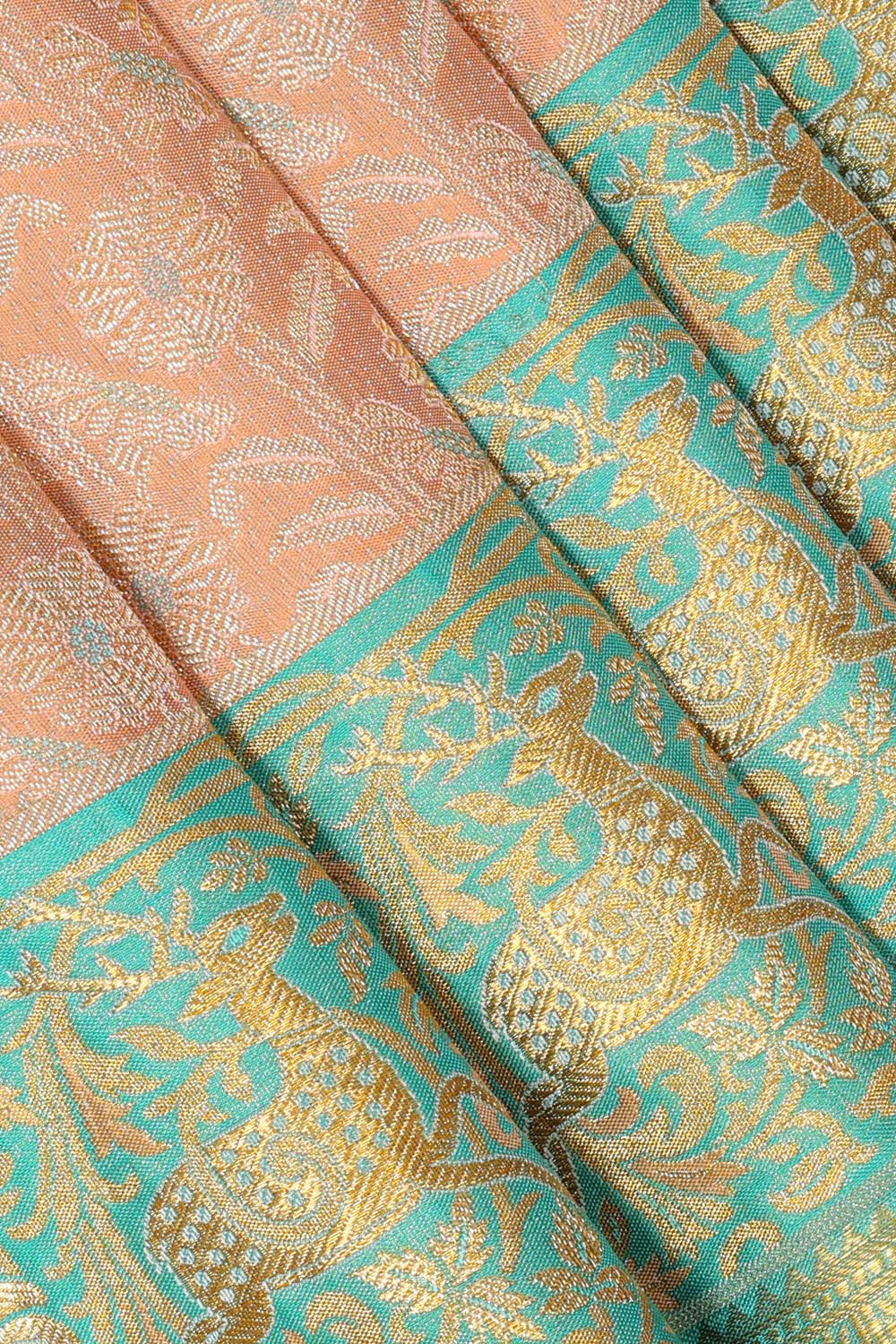 Kanchipattu Peach Colour Brocade Saree