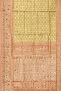 Image of Kanchipattu Golden Green Brocade Saree