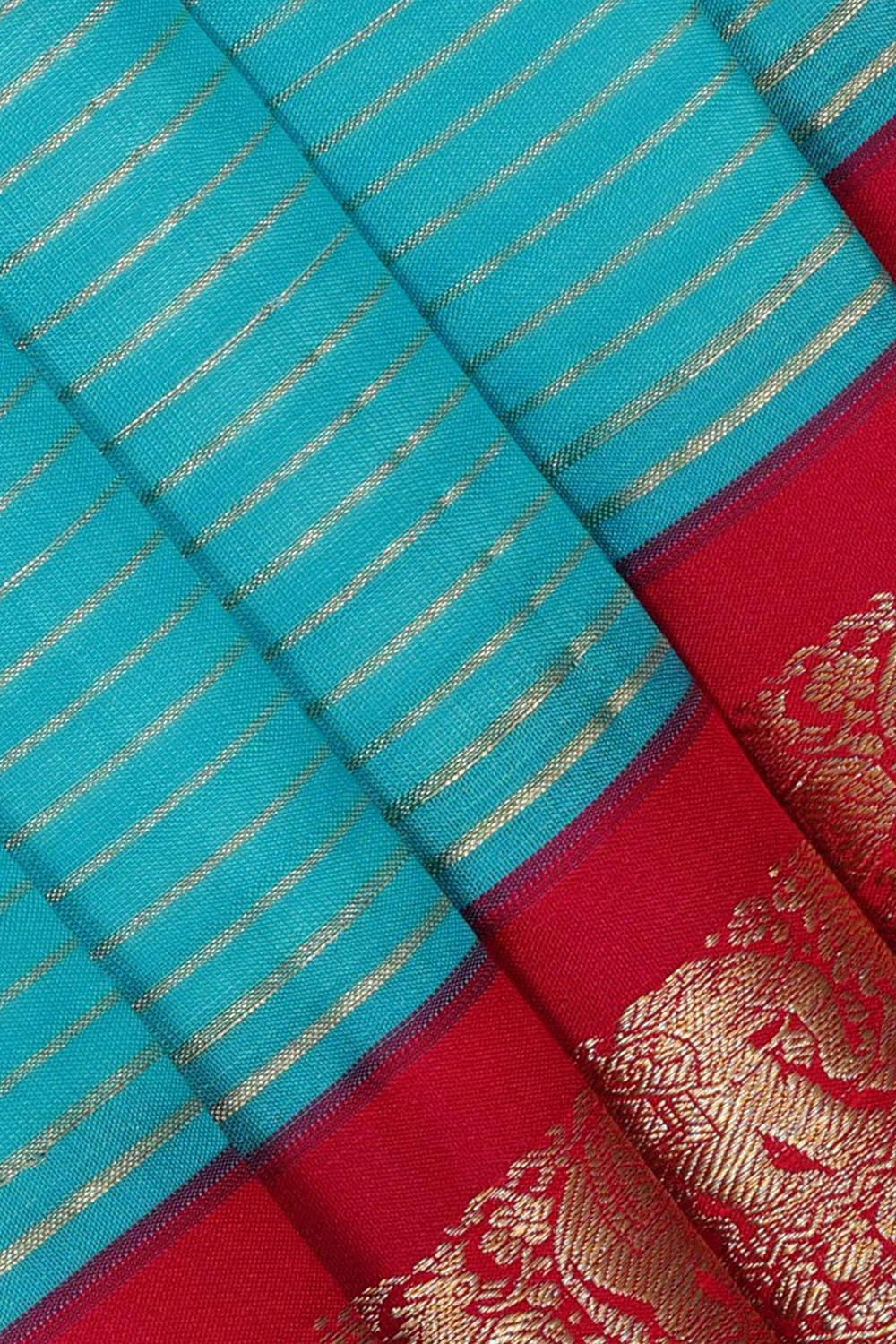 Kanchipattu Sky Blue Brocade Saree