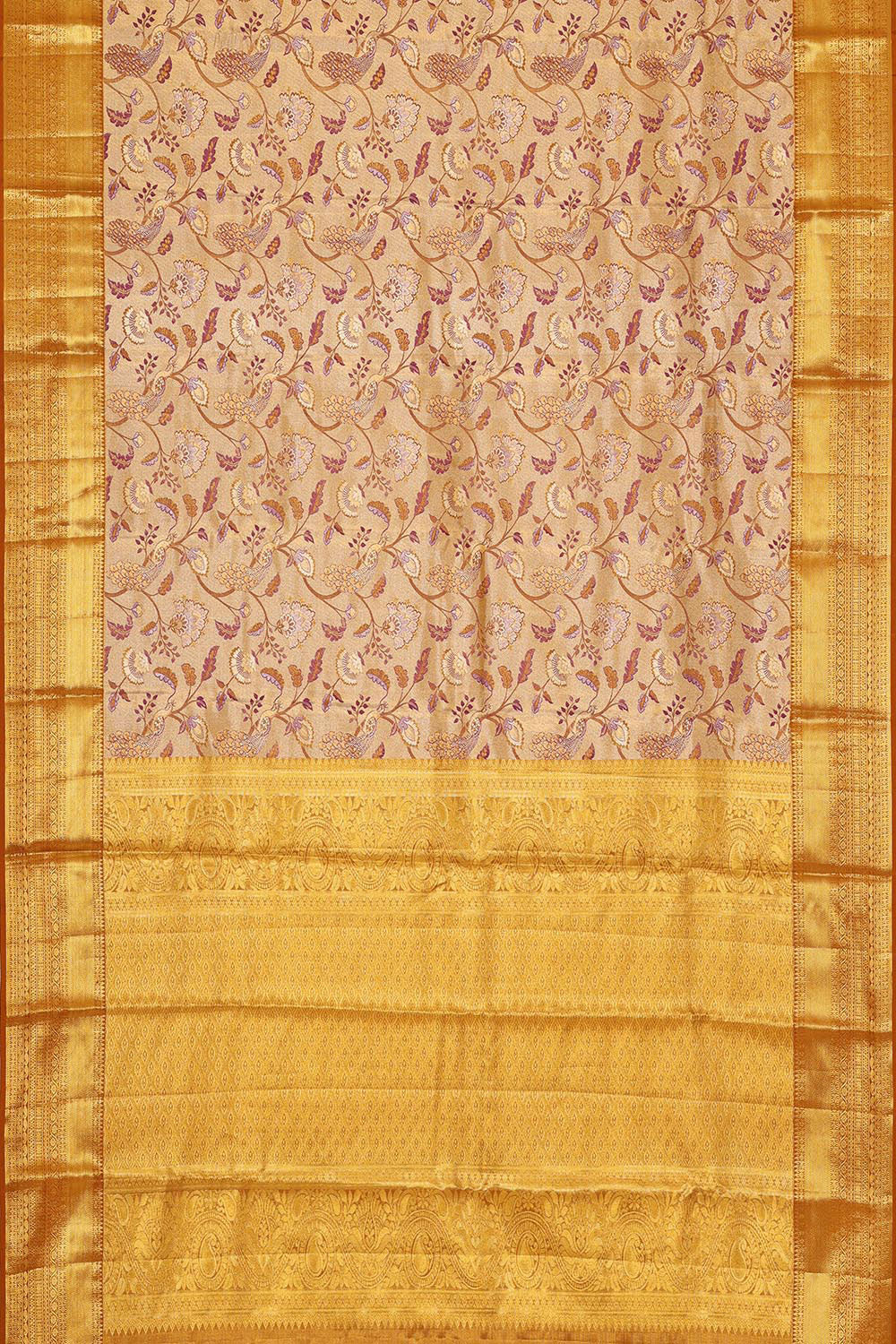 Kanchipattu Gold Colour Tissue Brocade Saree