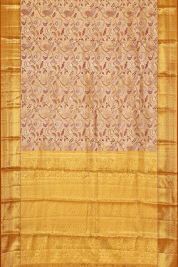 Image of Kanchipattu Gold Colour Tissue Brocade Saree