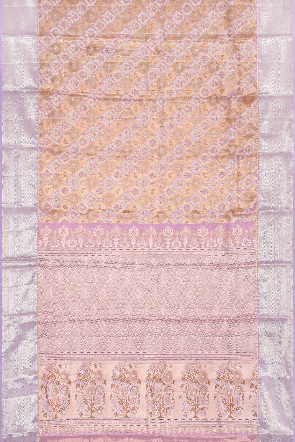 Kanchipattu Light Brown Tissue Brocade Saree