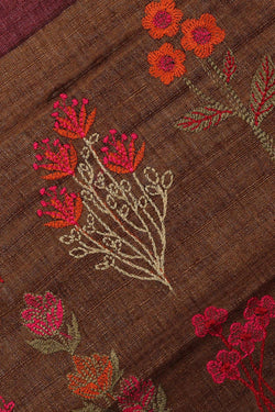 Image of Tussar Silk Maroon Colour Saree