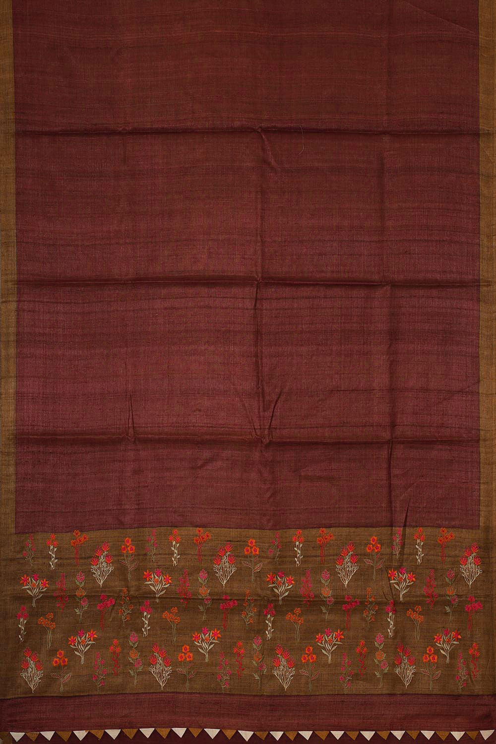 Tussar Silk Maroon Colour Saree