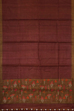 Image of Tussar Silk Maroon Colour Saree