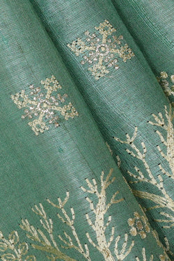 Image of Tussar Silk Sea Green Colour Saree