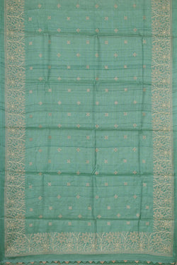 Image of Tussar Silk Sea Green Colour Saree