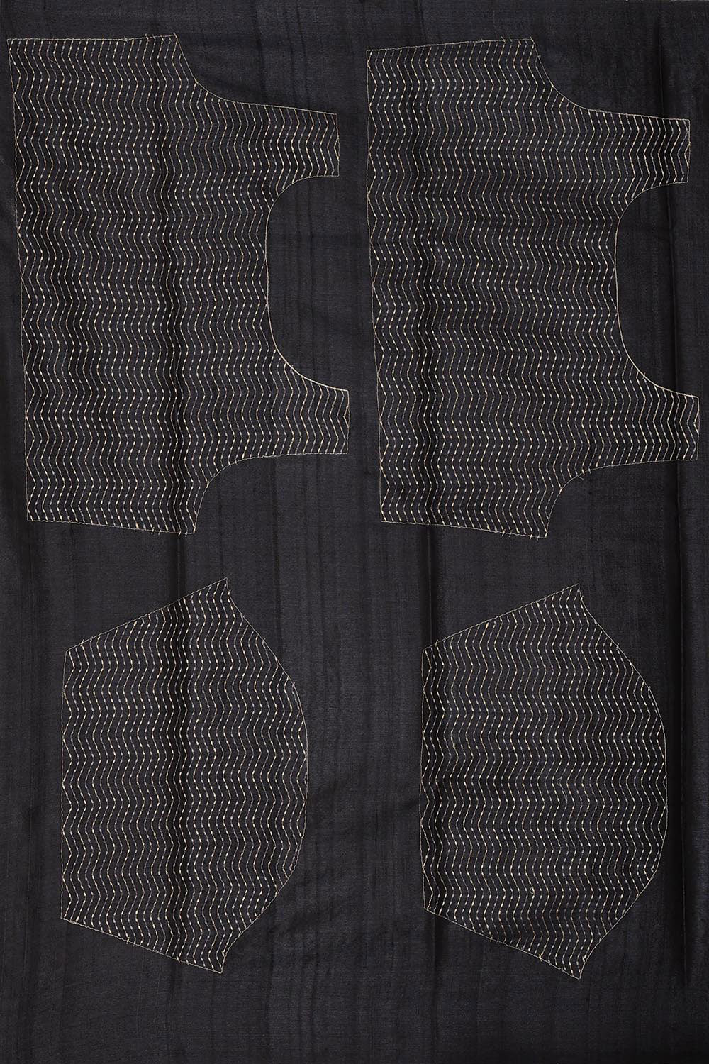 Tussar Silk Black Colour Saree