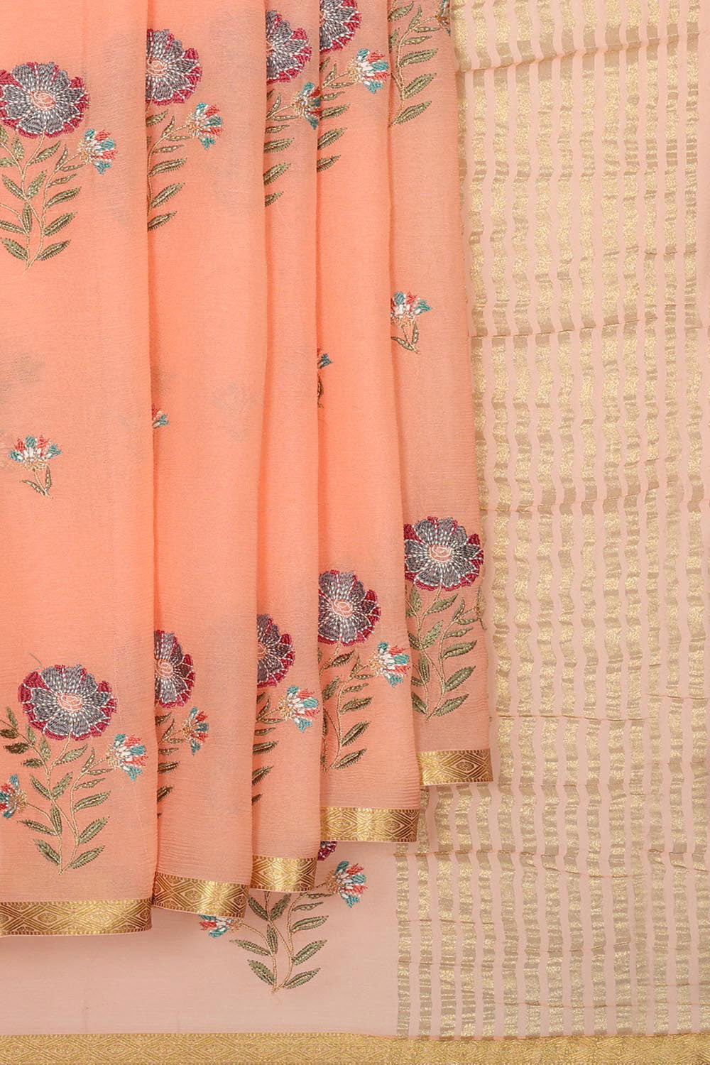 Collection of Chiffon Peach Saree in a gallery layout