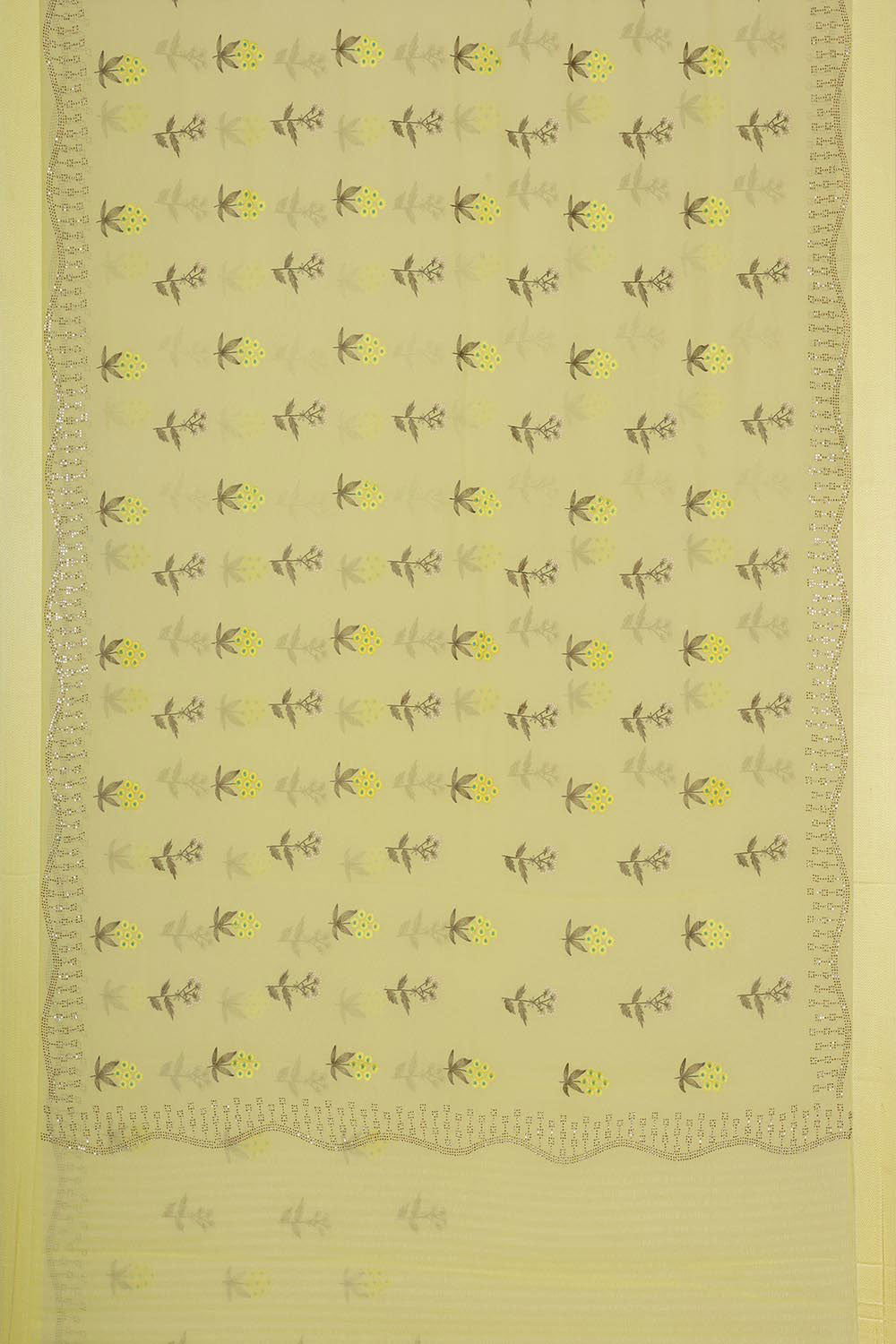 Image of Chiffon Lime-Yellow Saree