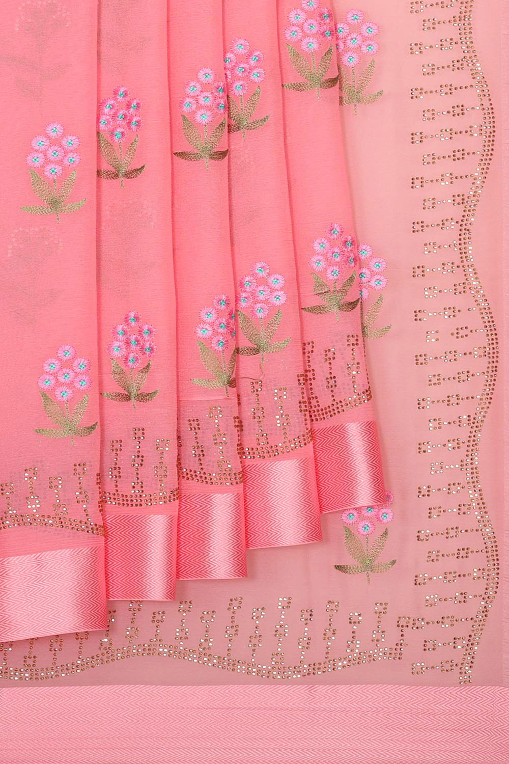 Collection of Chiffon Pretty Pink Saree in a gallery layout