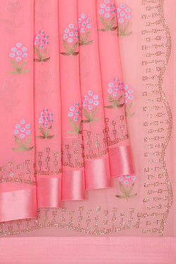 Collection of Chiffon Pretty Pink Saree in a gallery layout